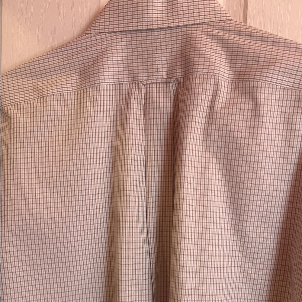 Roundtree & Yorke White Beige BlueDress Shirt with Beige and Blue Check - Picture 6 of 6